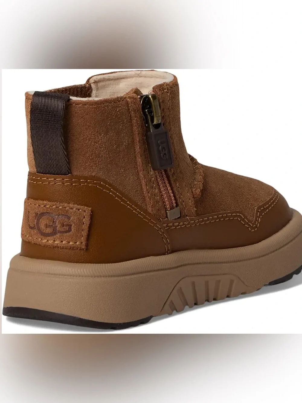 UGG Toddler Boy Chestnut Brown Suede Zip T Hamdi Booties | Size 8 | New